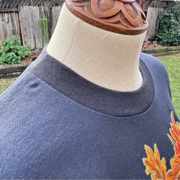 Vtg Autumn Fall Thanksgiving Best Fruit of the Loom Black USA T-Shirt XXL *Flaw* - Picture 3 of 12